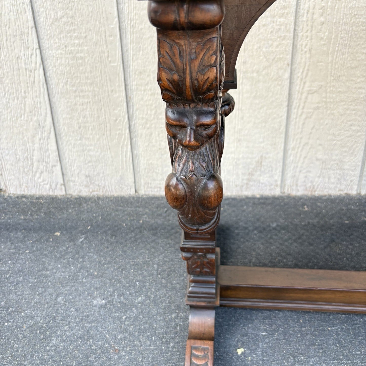65236 Antique Solid Mahogany Hand Carved Figural Gryphon Sofa Table Sideboard