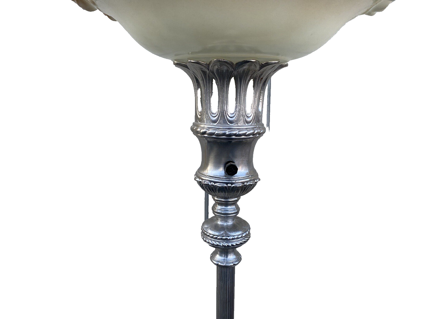 65030 Antique Torch Lamp with glass shade and onyx base