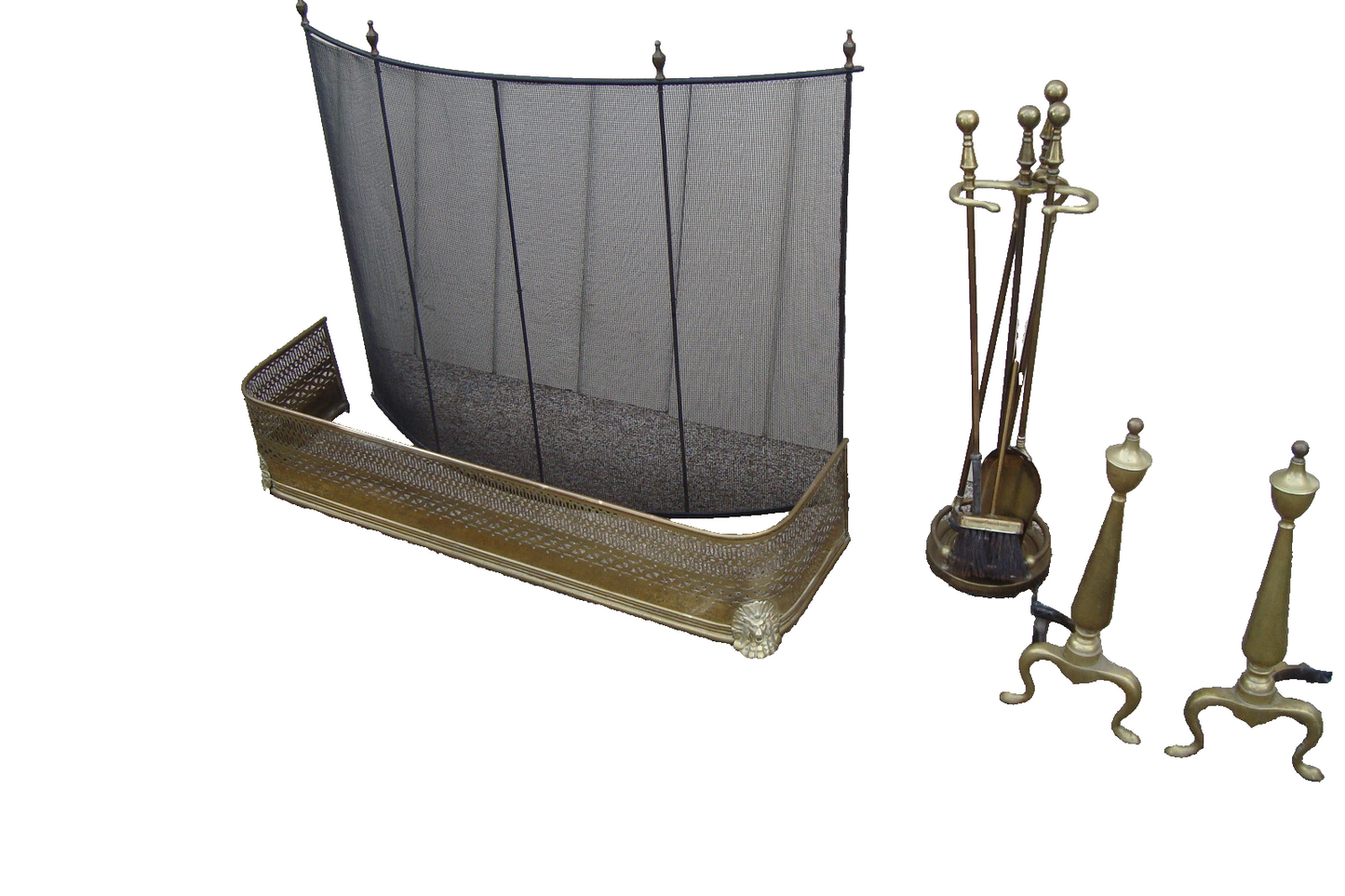 60996 Pair Brass Fireplace Mantle Mantel Andirons