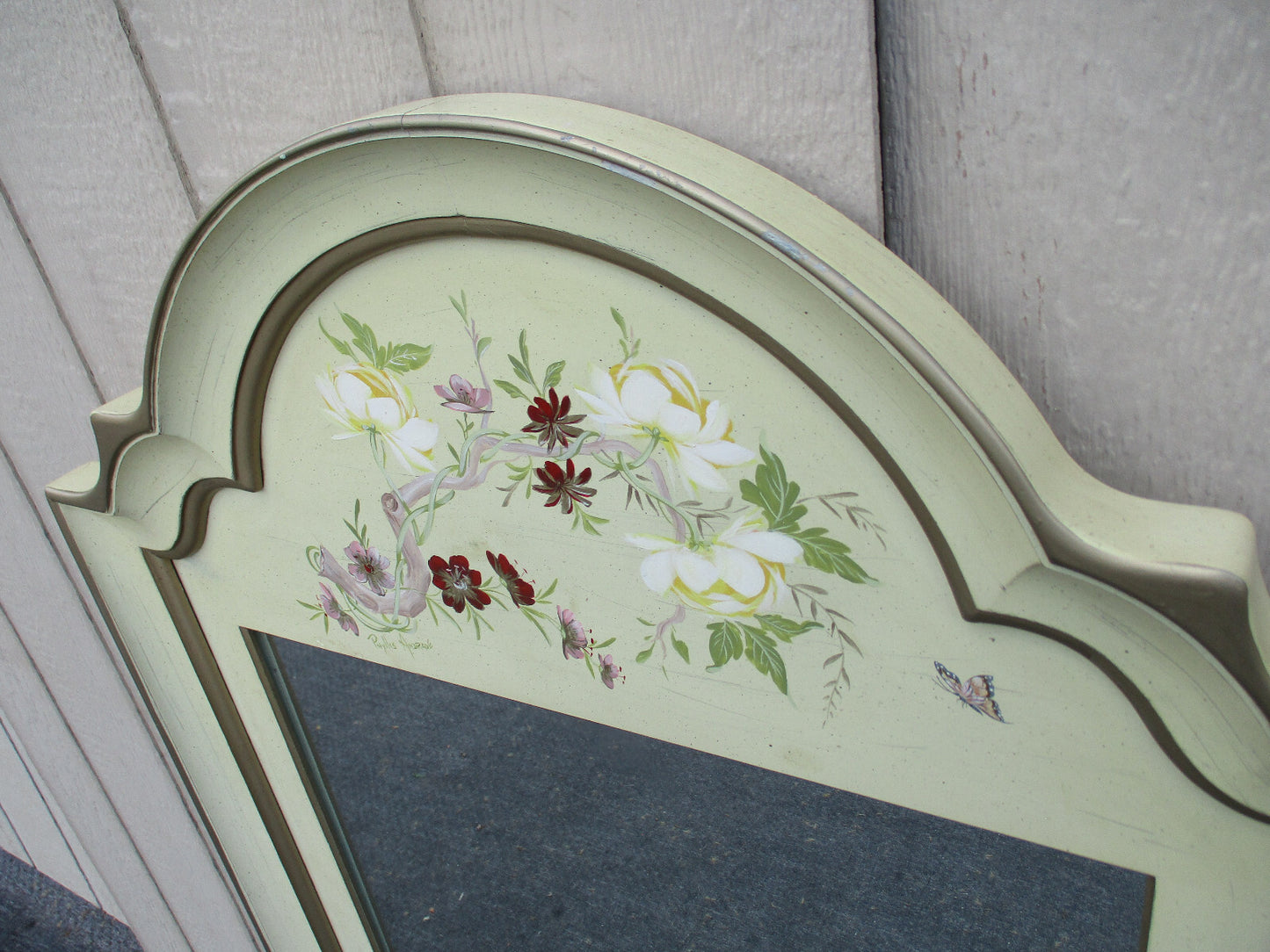 63272 Hand Painted Artist Signed Tall Decorator Mirror Quality Made