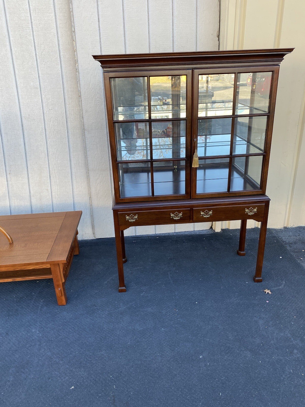 64966 Quality 2 piece Lighted Curio Cabinet China Cabinet w/ Drawers