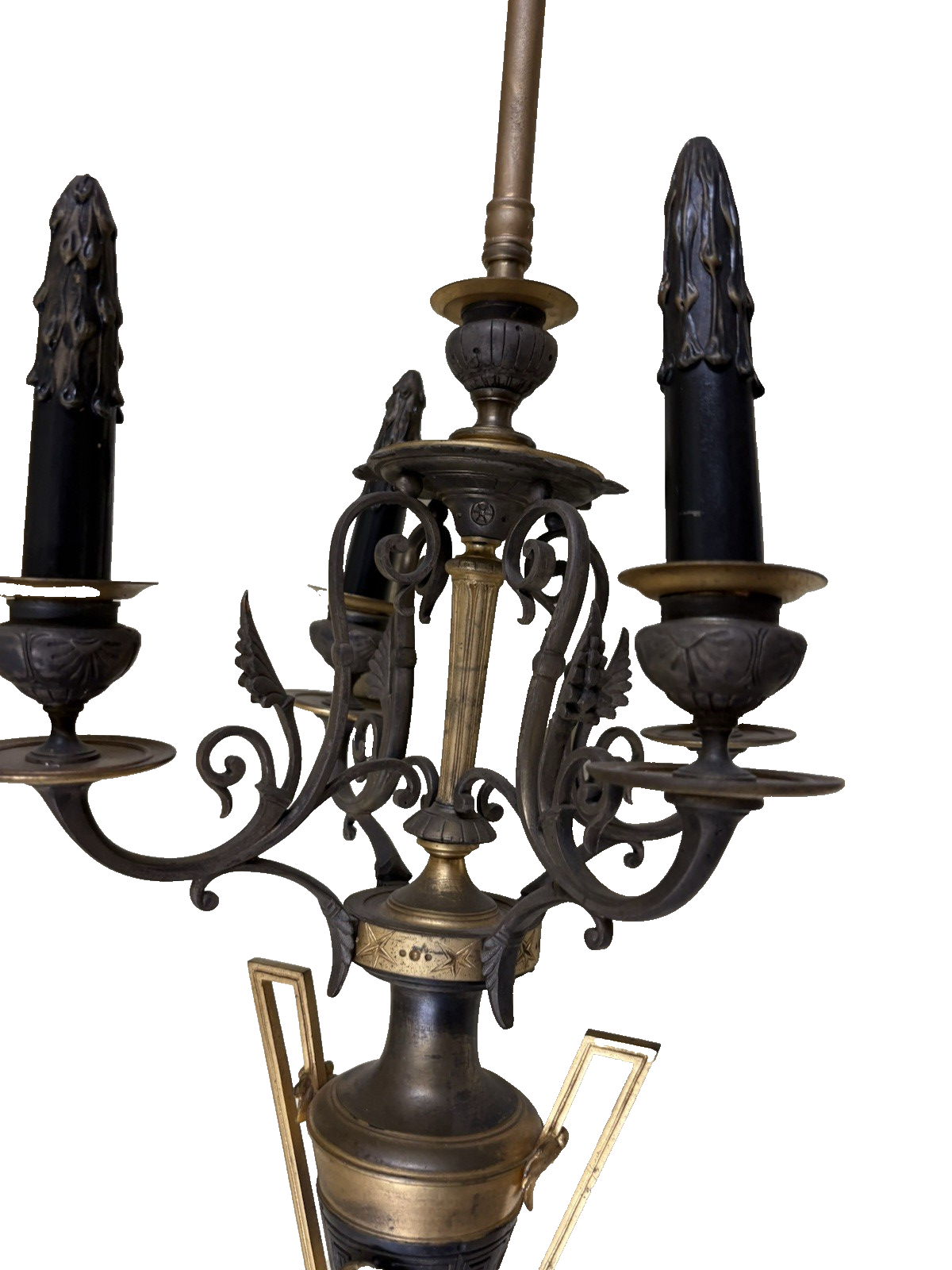 50584 Custom Hand Made Antique Bronze + Onyx Table Urn Lamp QUALITY Rare Find