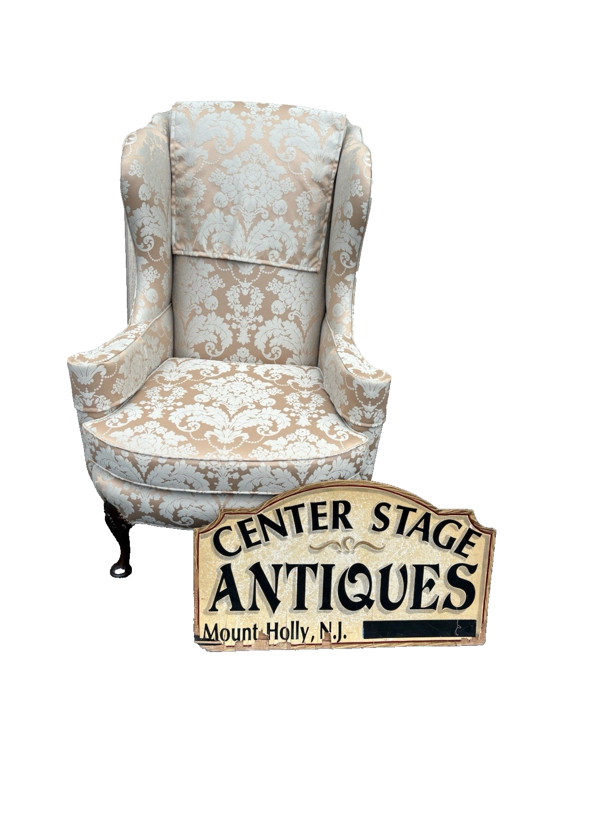 66866 Quality Queen Anne Wing Chair with Arm Covers
