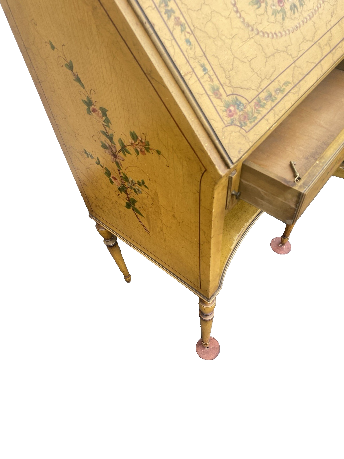 66525 Decorator Hand Painted Secretary Desk with Bookcase Top