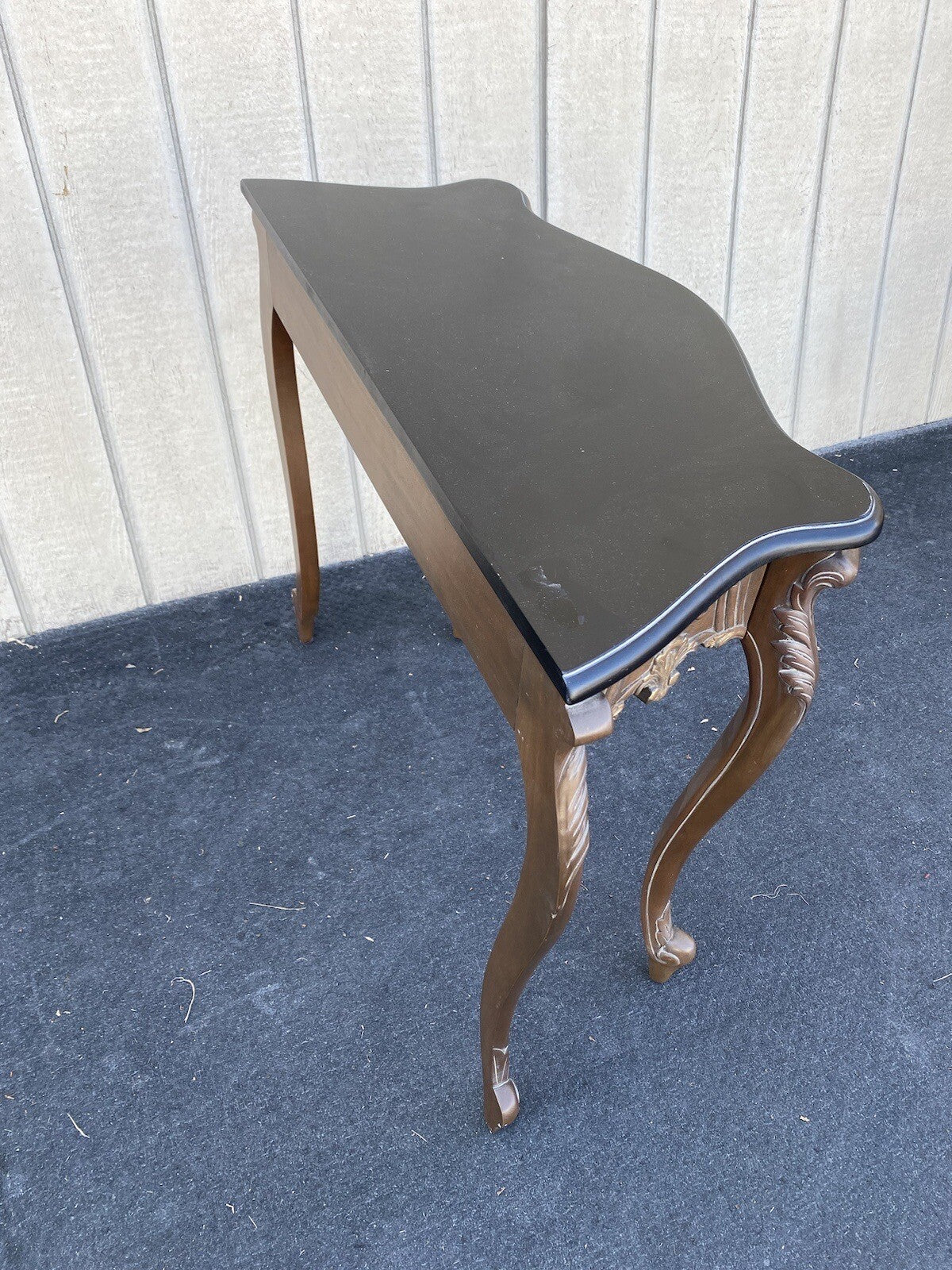 64748 Marble Top Carved Mahogany Console Table