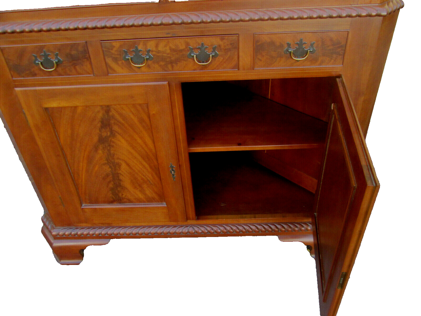 56879 Solid Cherry CUSTOM Hand MADE 2 piece Corner China Cabinet Curio