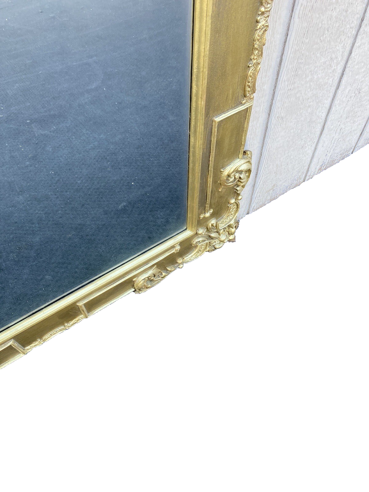 64893 Fancy Wood and Gesso Gold Accent Mirror