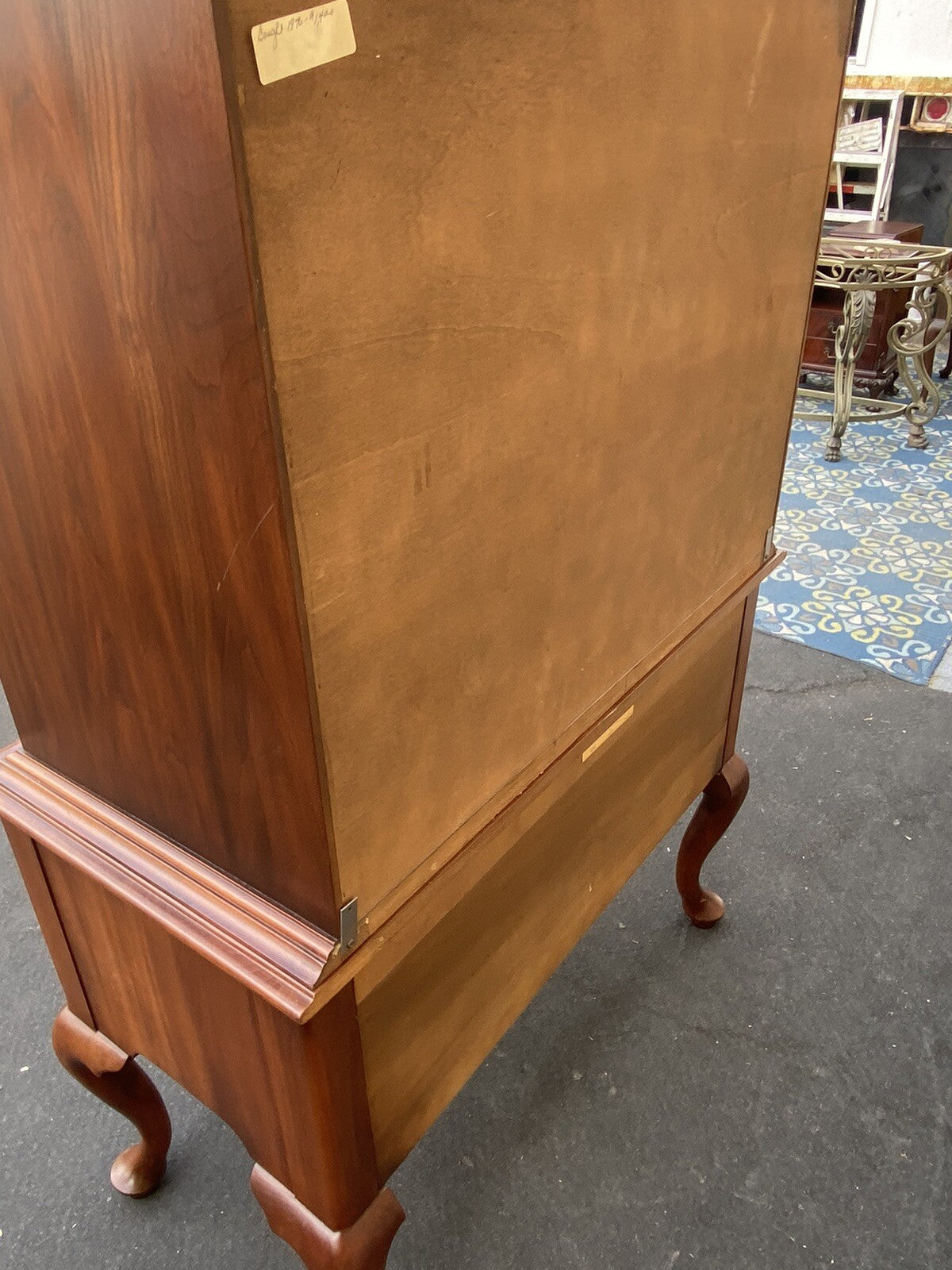 65416 HENKEL HARRIS Queen Anne 2 Piece Highboy Chest Dresser