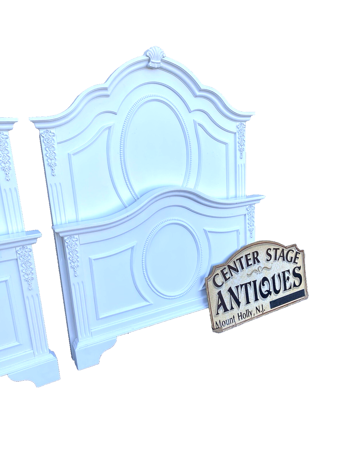 66151 Pair Fancy Twin Size Beds with Factory Finish