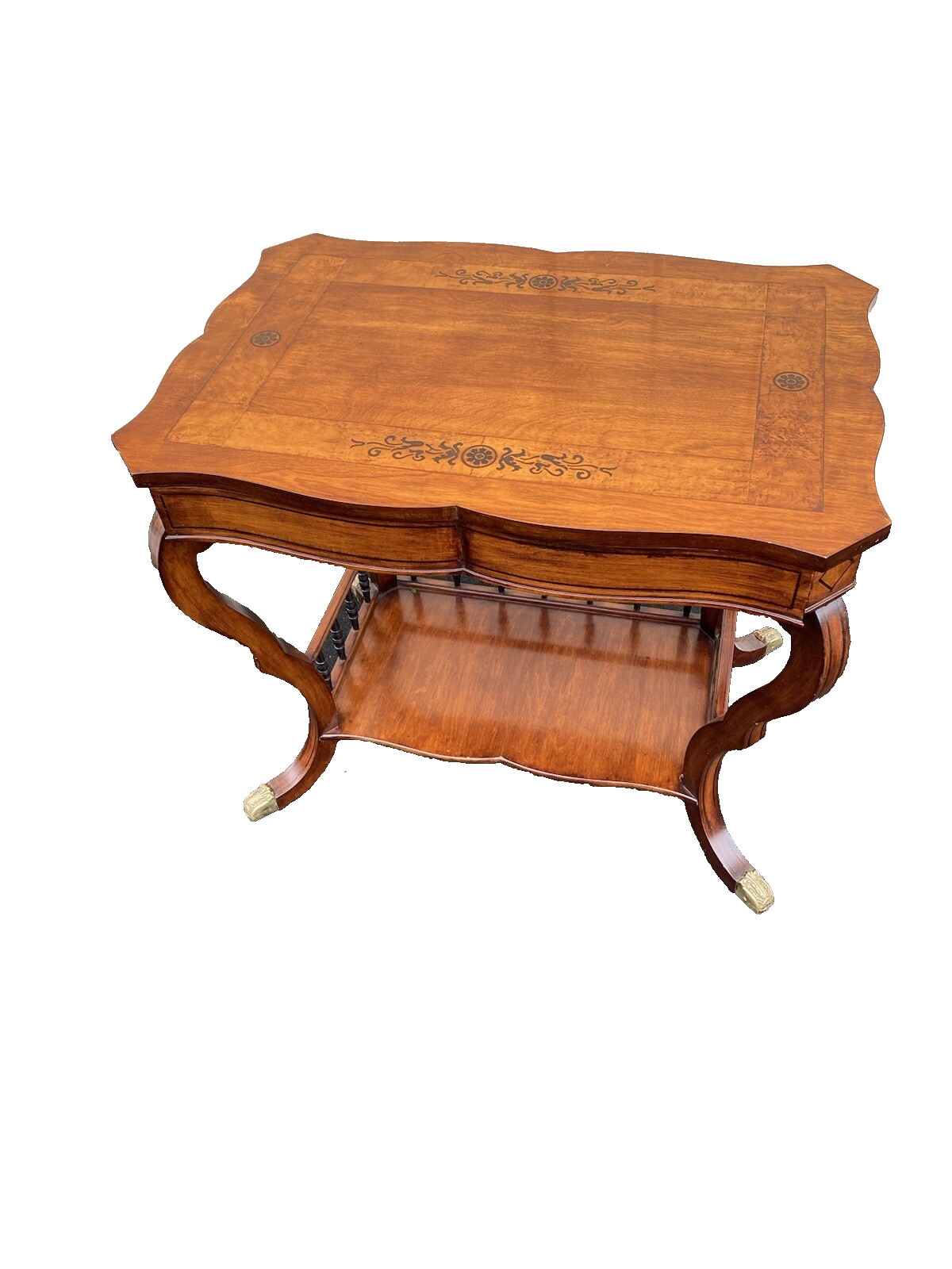 64857 CUSTOM Made Inlaid Table with Drawer