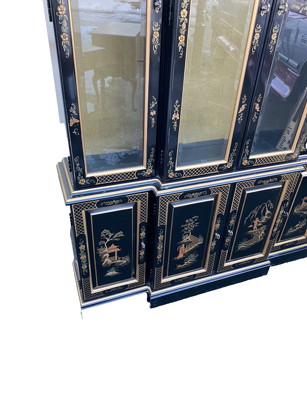 66268 ETHAN ALLEN Oriental Breakfront Curio Cabinet
