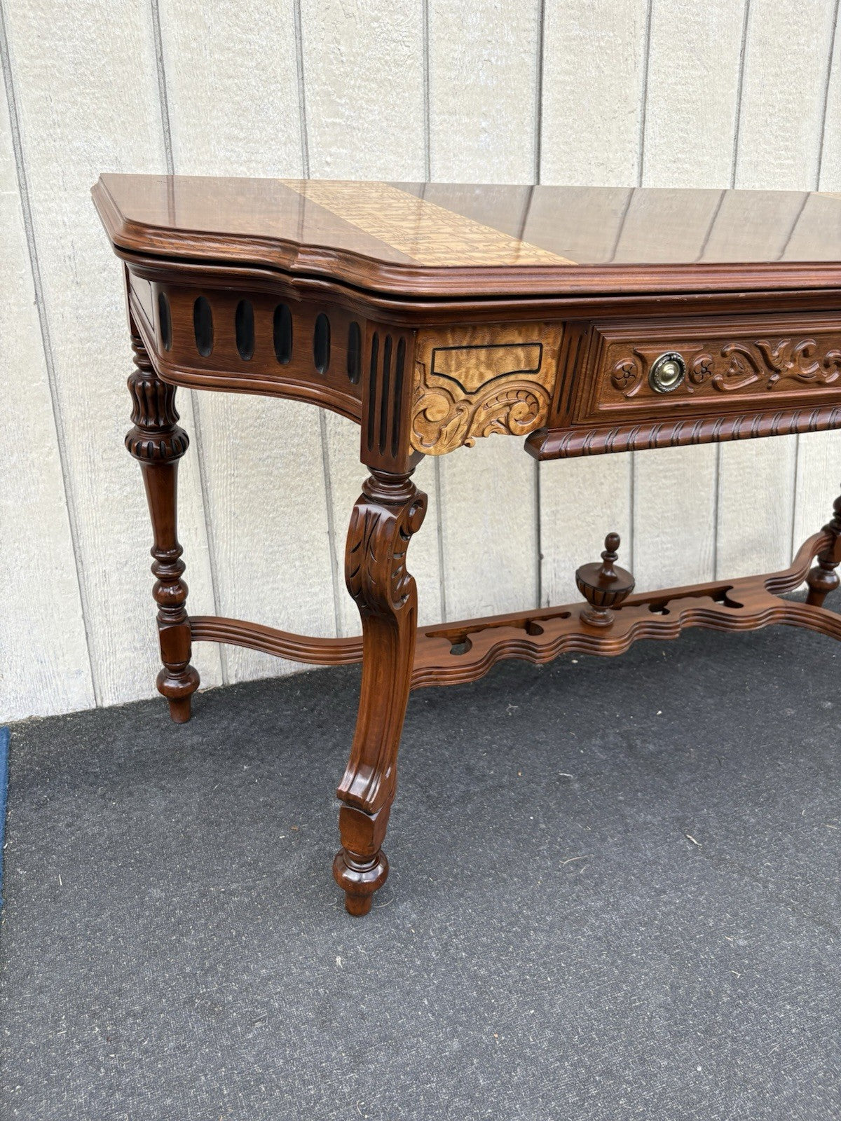 66885 Inlaid Antique Flip Top Sideboard Dining Table with Drawer