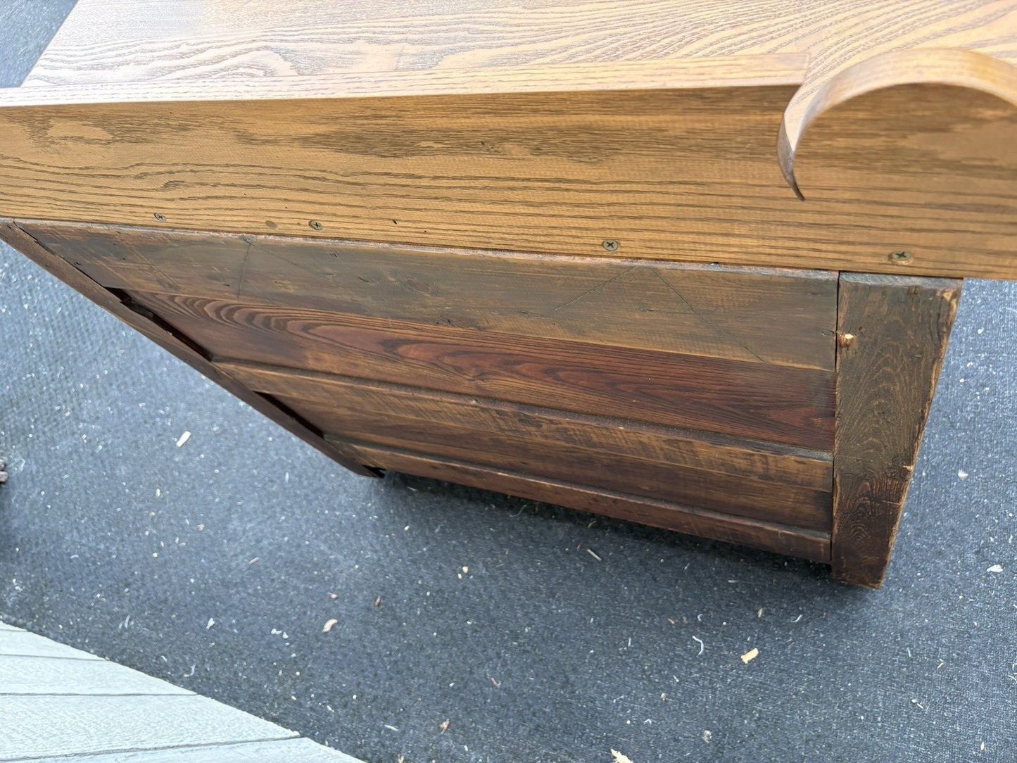 66730 Antique Victorian Oak Washstand Dresser Chest with Carved Backsplash