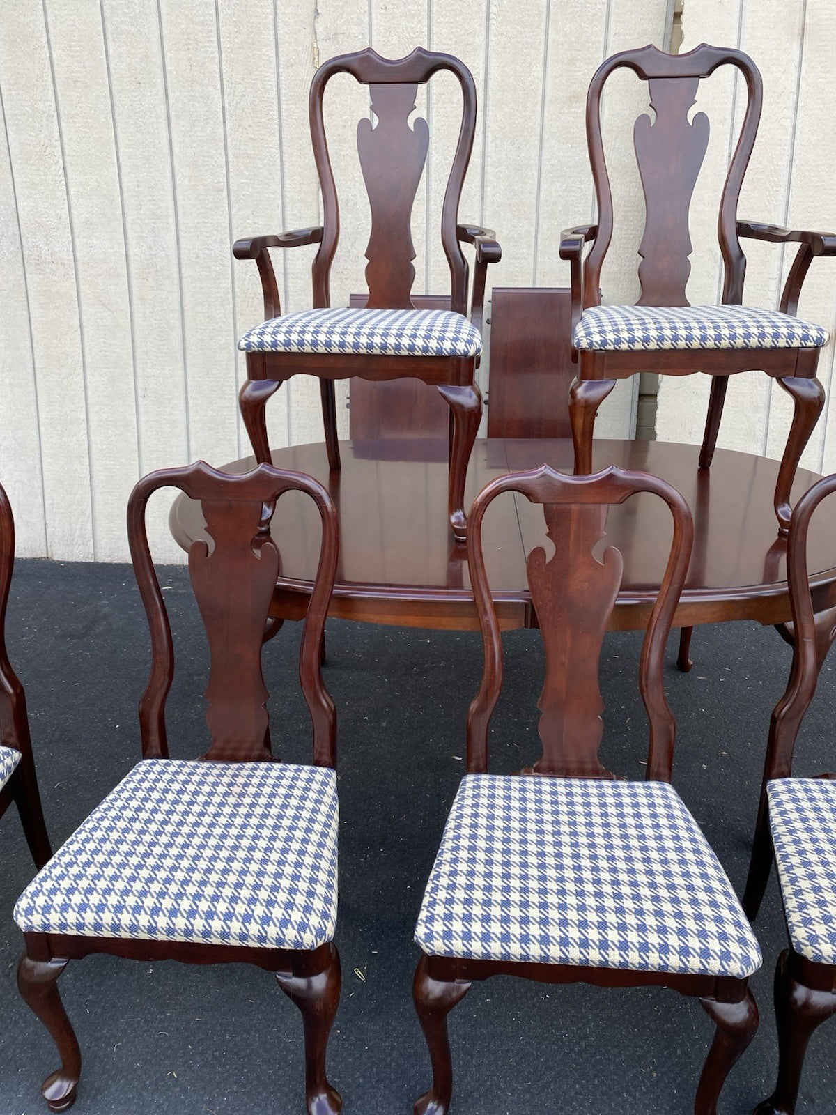 66604 SUMTER Furniture Dining Table w/ 2 Leafs + 6 Chairs Dining Top 100" x 44