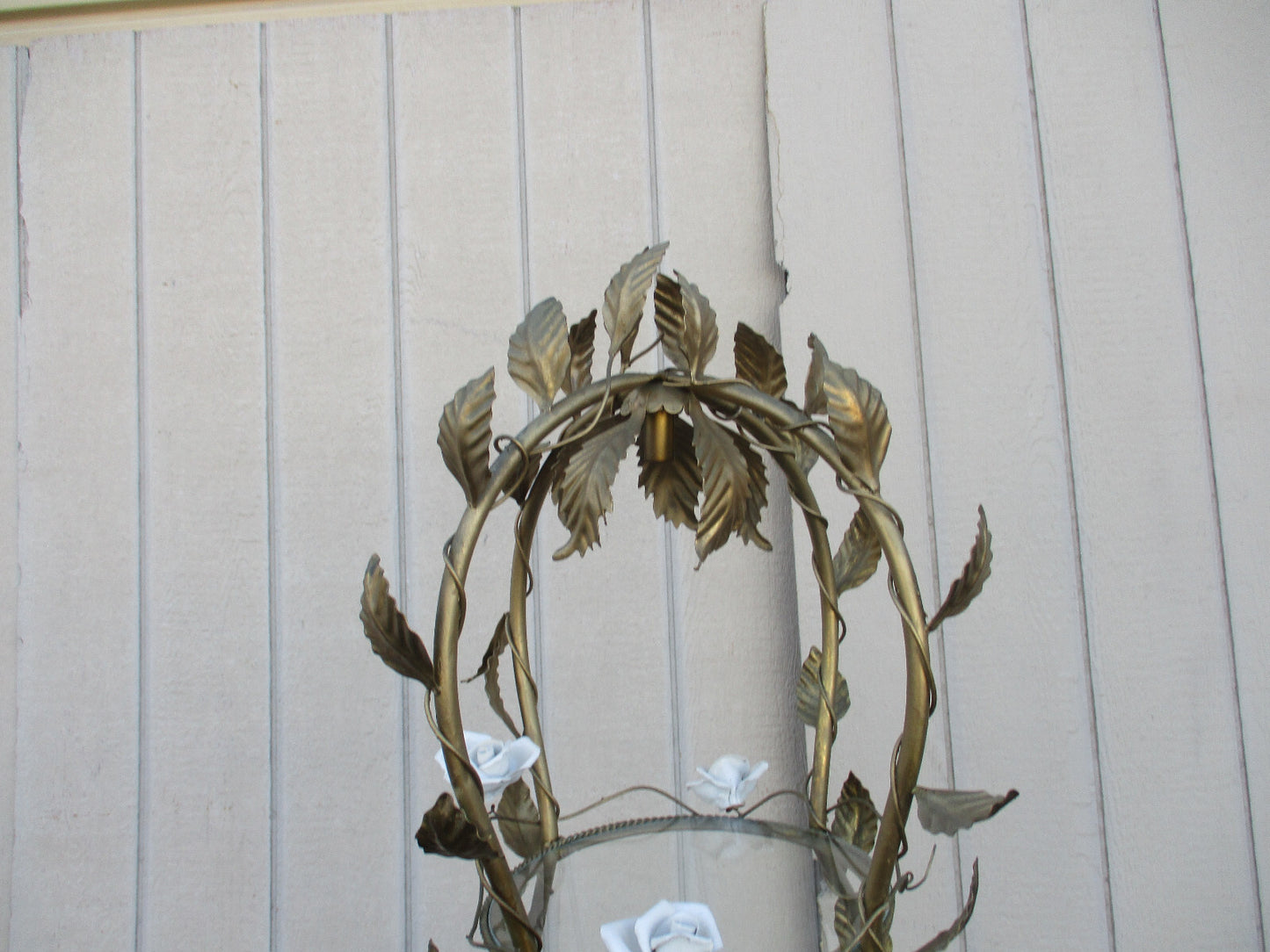 64469 Gold Iron Curio Whatnot Shelf Bookcase w/ Flowers 22"W x 72"H