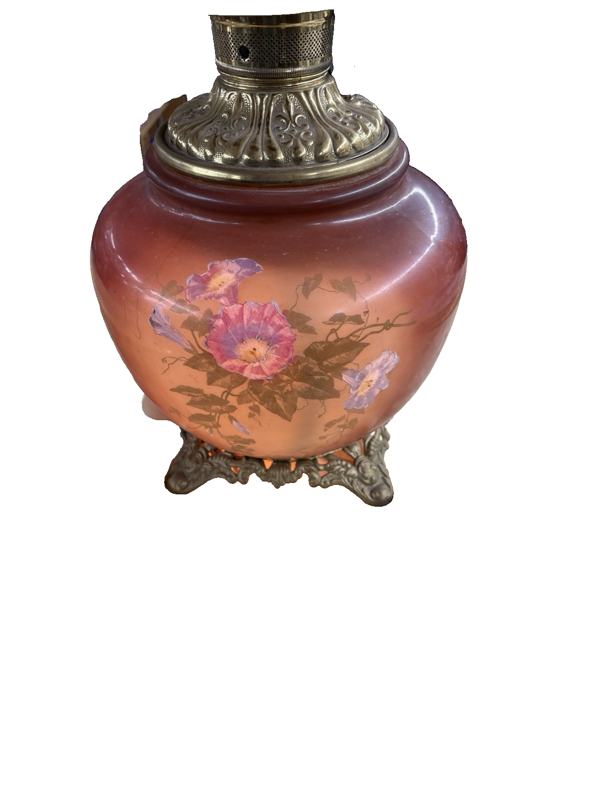 66592 Antique Gone with The Wind Electrified Oil Lamp