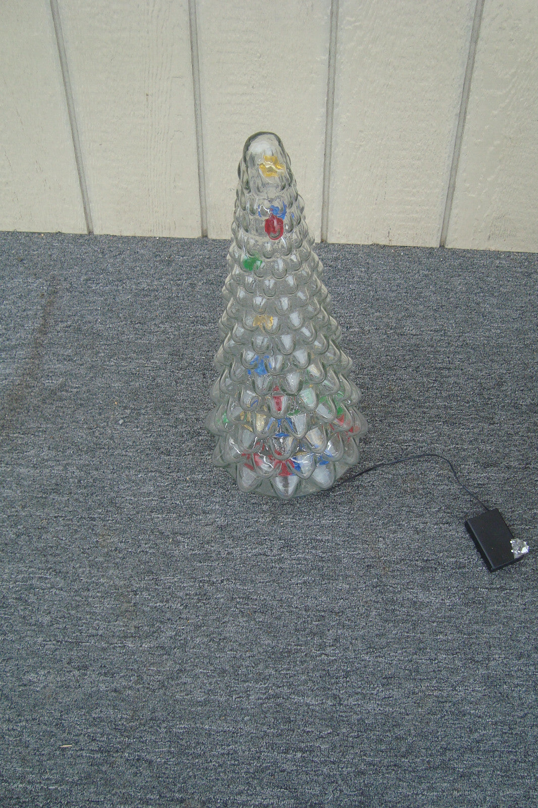 BP WW: POTTERY BARN Glass Christmas Tree w/ Lights and Original Box
