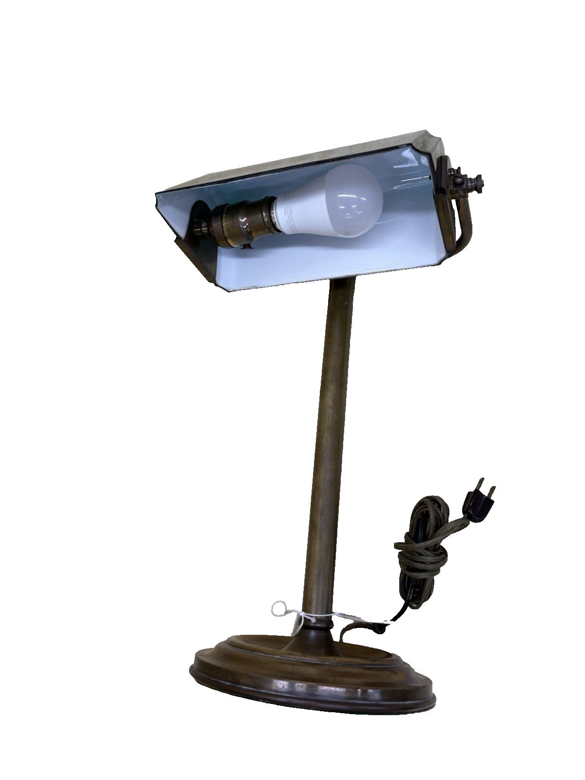 65625 Antique Brass Desk Lamp Light Emerald Shade