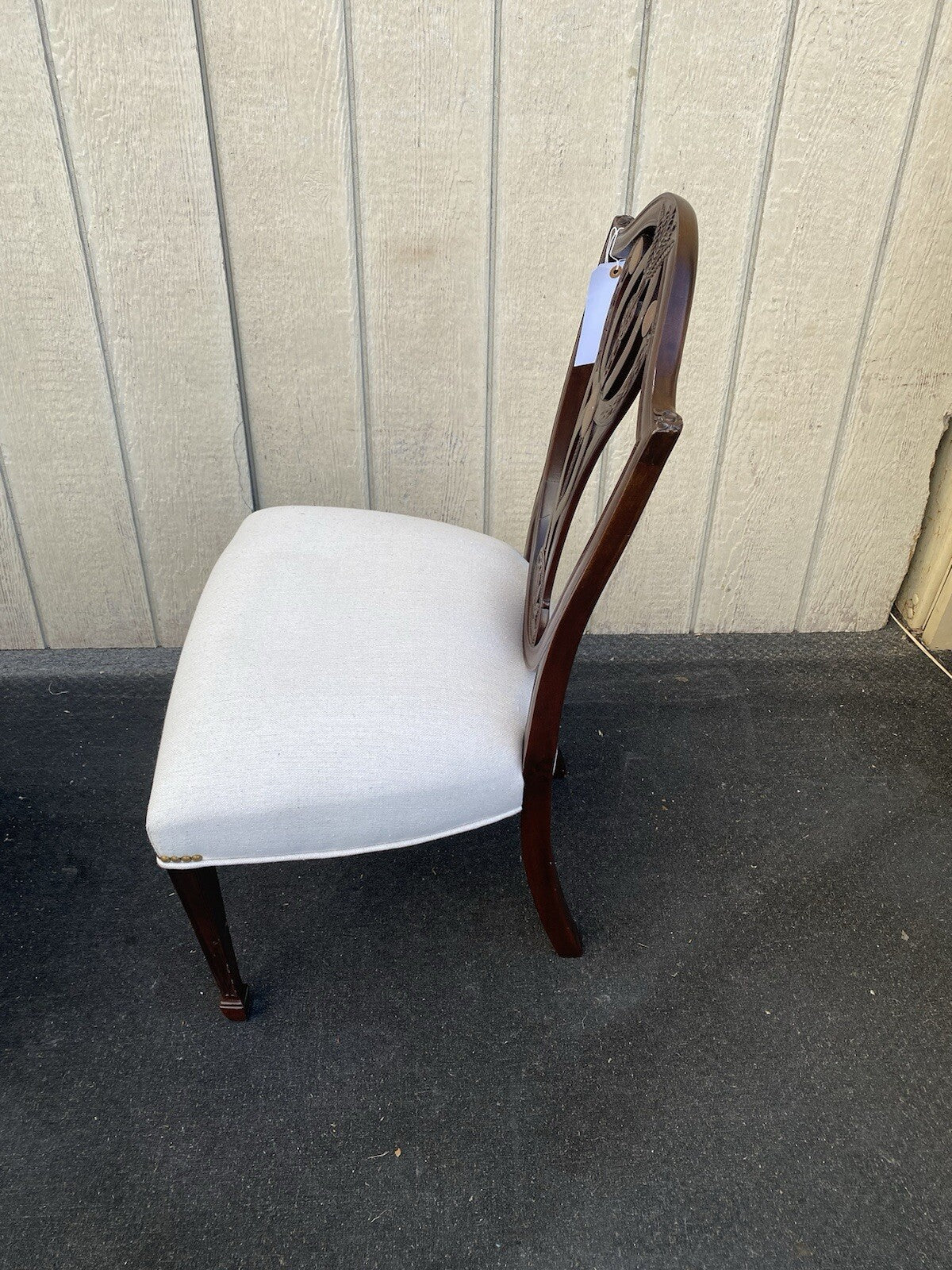 65906 Pair Hepplewhite Decorator Mahogany Shield Back Dining Chairs