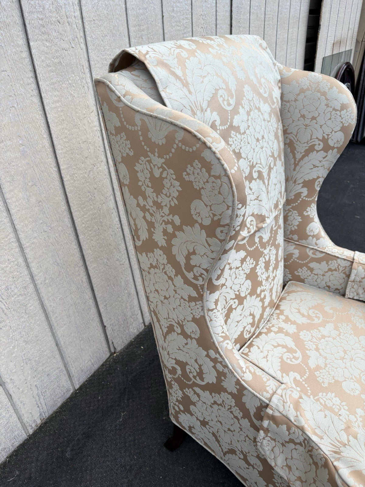 66866 Quality Queen Anne Wing Chair with Arm Covers
