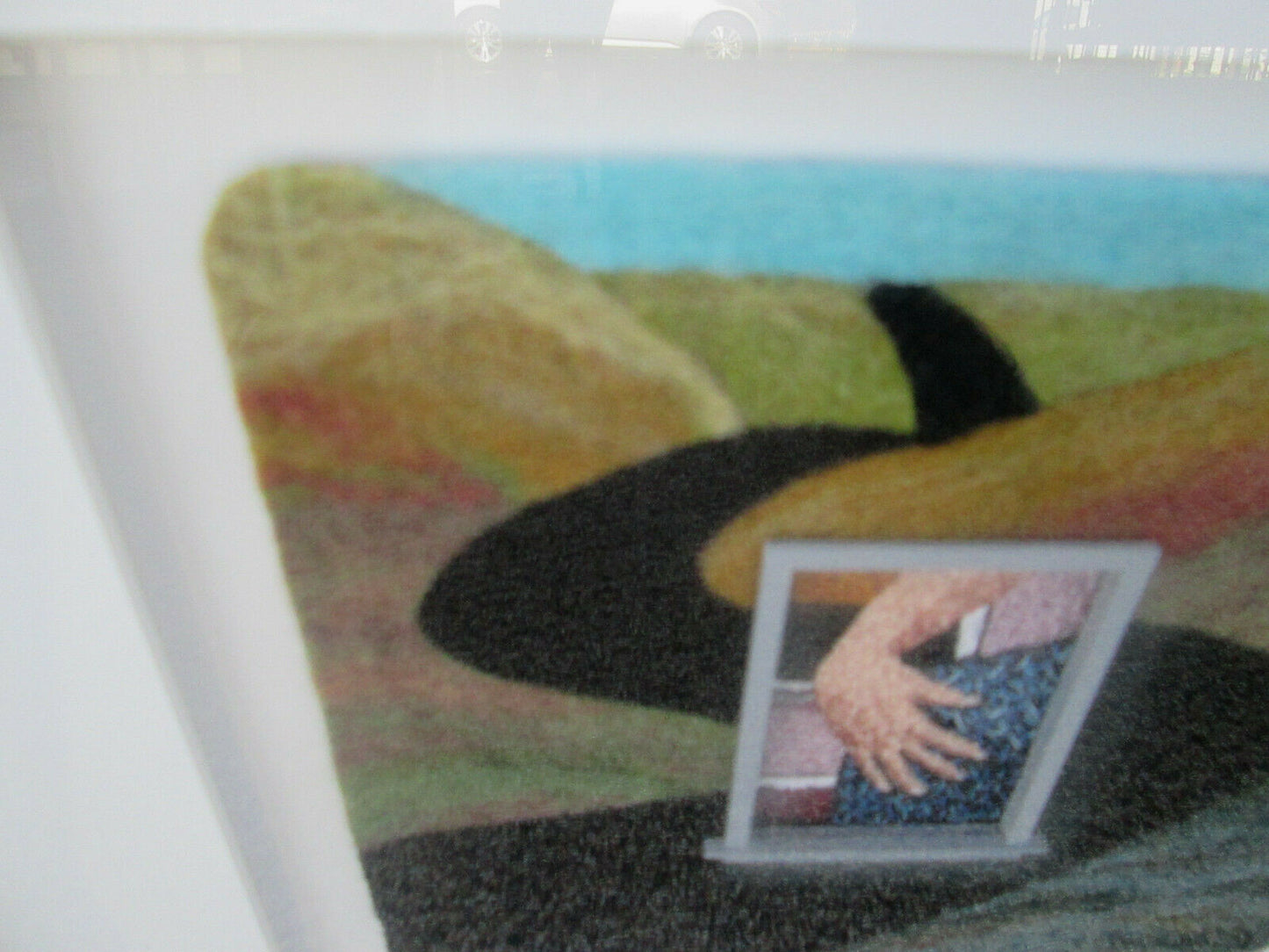59245 Artist Signed RENEE HARRIS WHATS IN IT FOR ME needlepoint Modern Picture