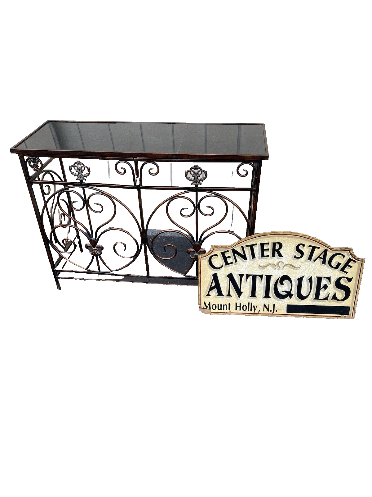66146 Metal Console Hall Table Stand with Tile Top
