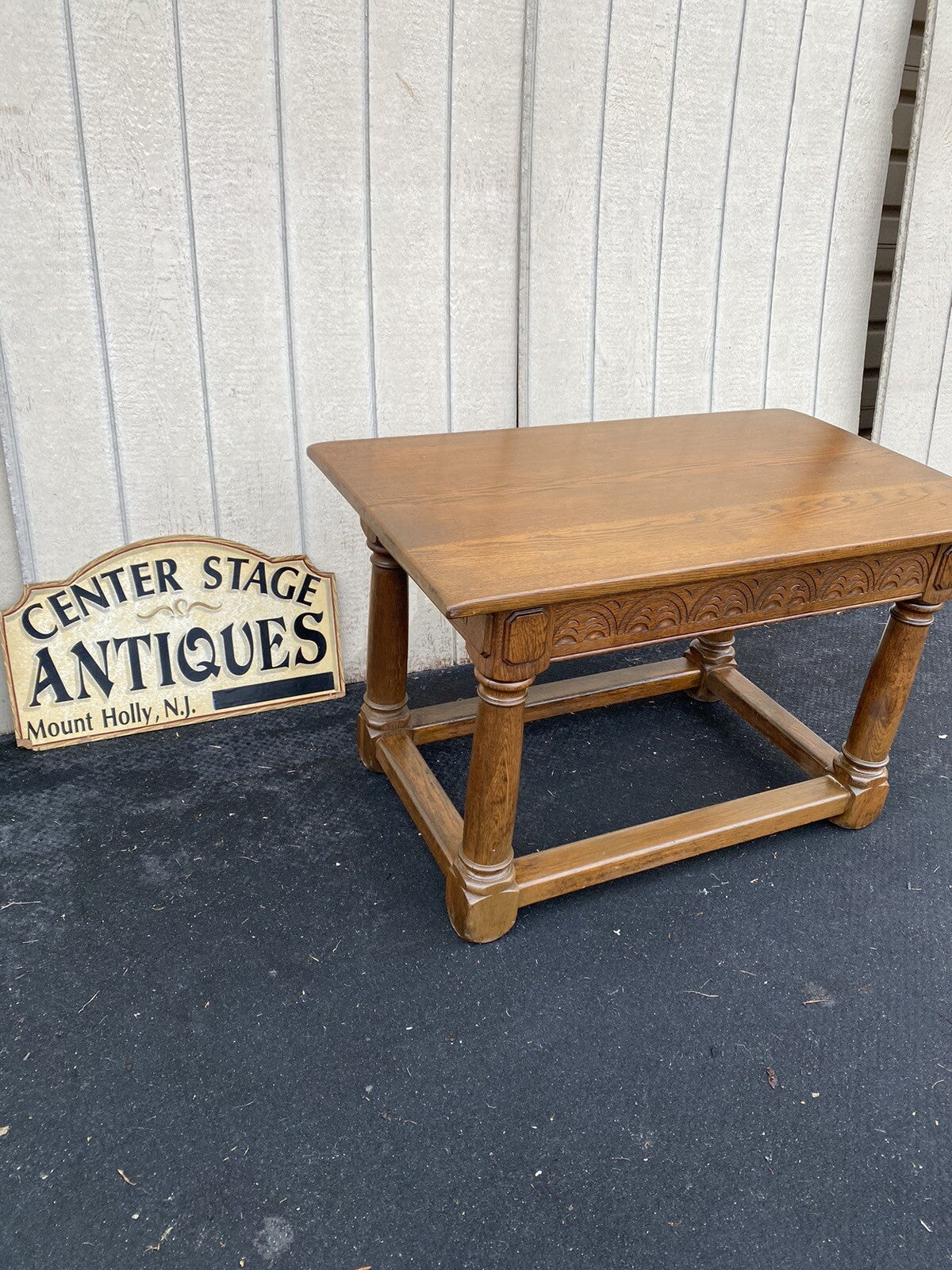 65206 Antique Custom Hand Made Oak Victorian Console Table Desk MARSHALL FIELD