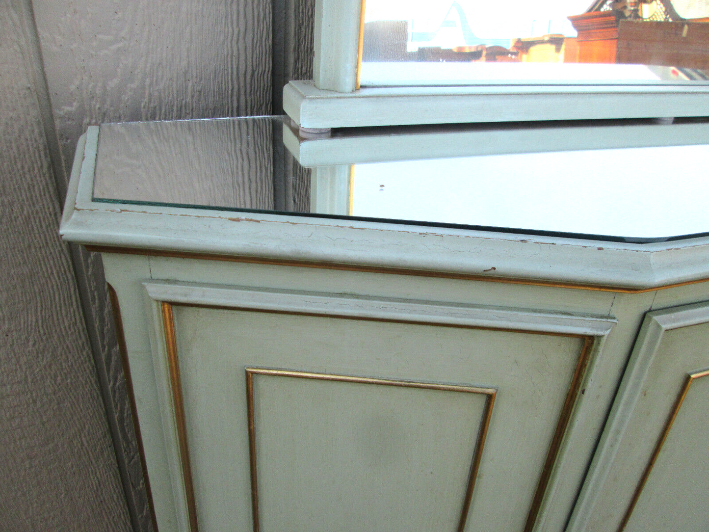 56501 Decorator Credenza Console Cabinet Table Stand w/ Mirror