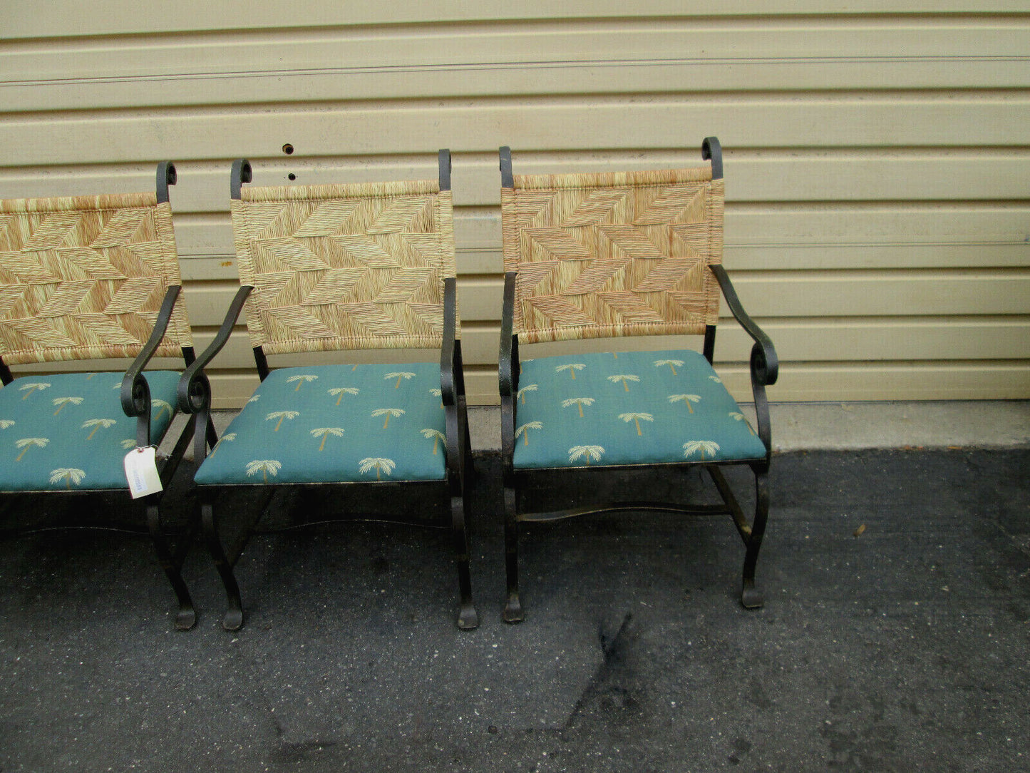 58051 Set of 4 QUALITY Heavy Metal Arm Chair Patio Chairs
