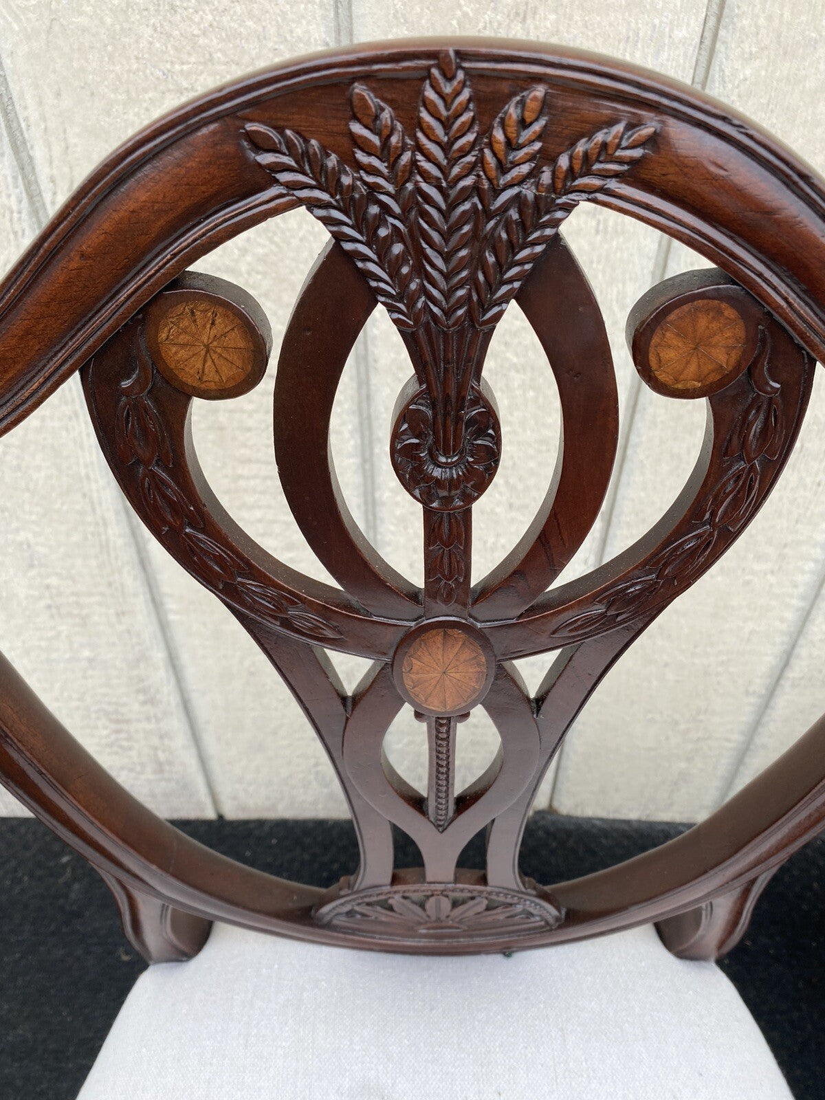 65906 Pair Hepplewhite Decorator Mahogany Shield Back Dining Chairs