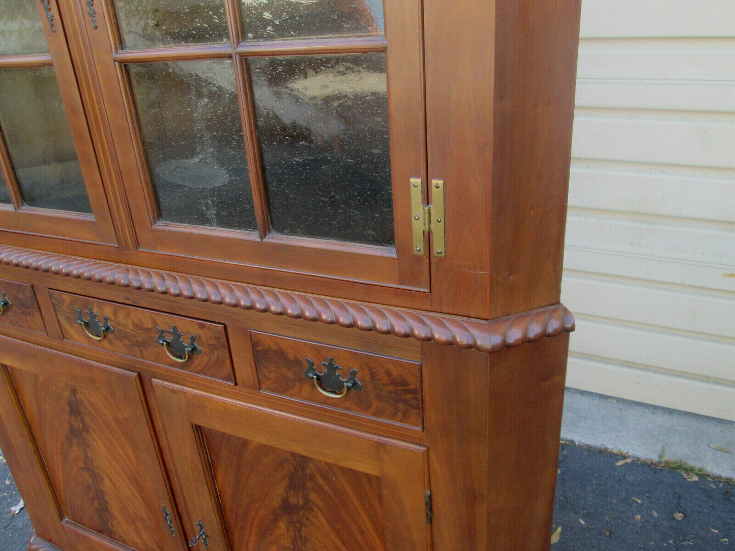 56879 Solid Cherry CUSTOM Hand MADE 2 piece Corner China Cabinet Curio