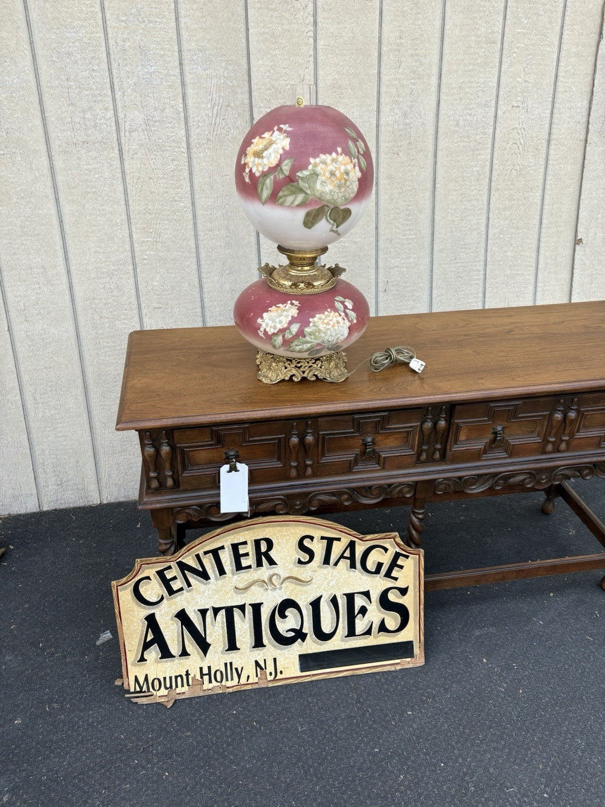 66594 Antique Gone With The Wind Electrified Oil Lamp