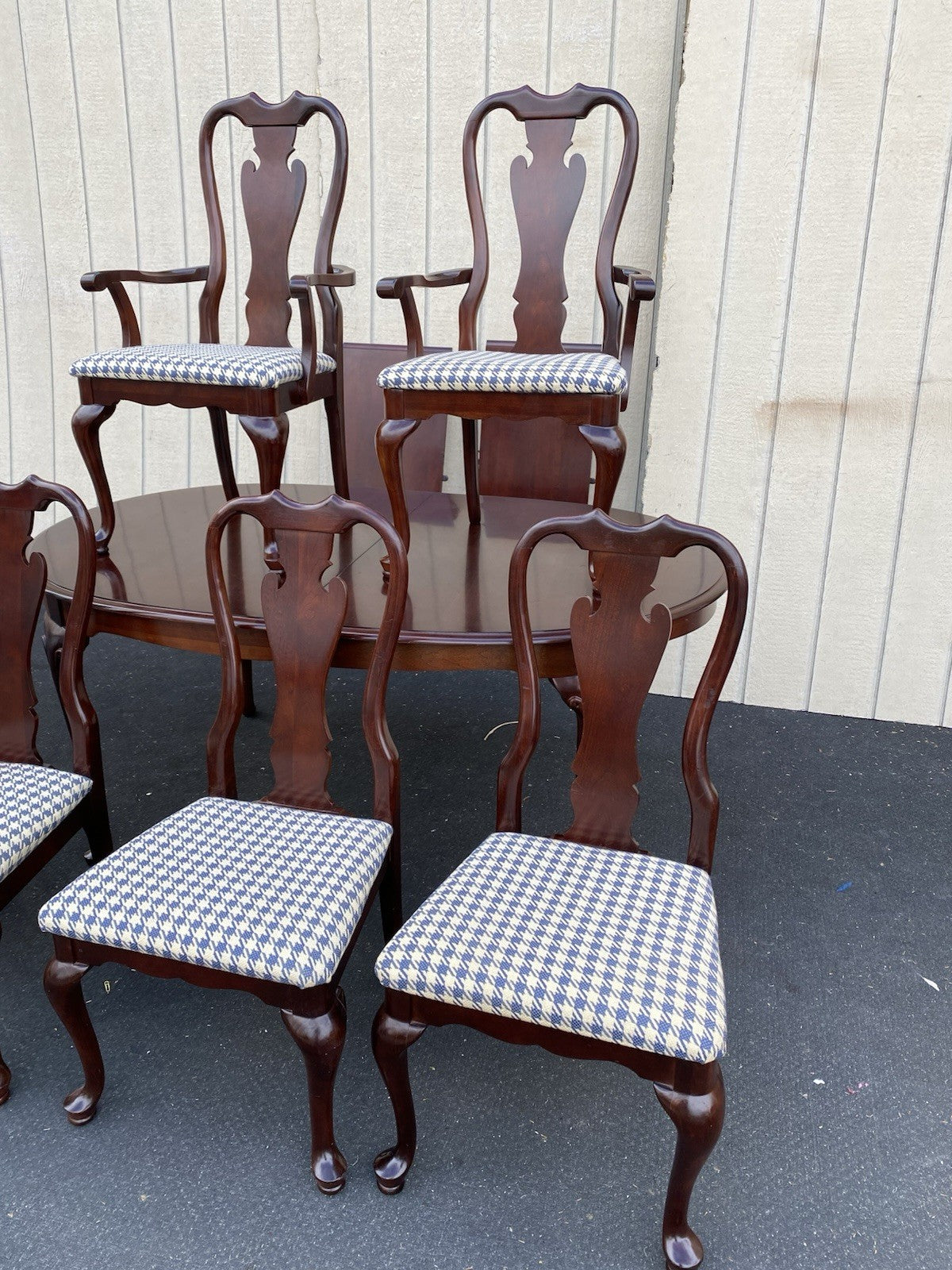 66604 SUMTER Furniture Dining Table w/ 2 Leafs + 6 Chairs Dining Top 100" x 44