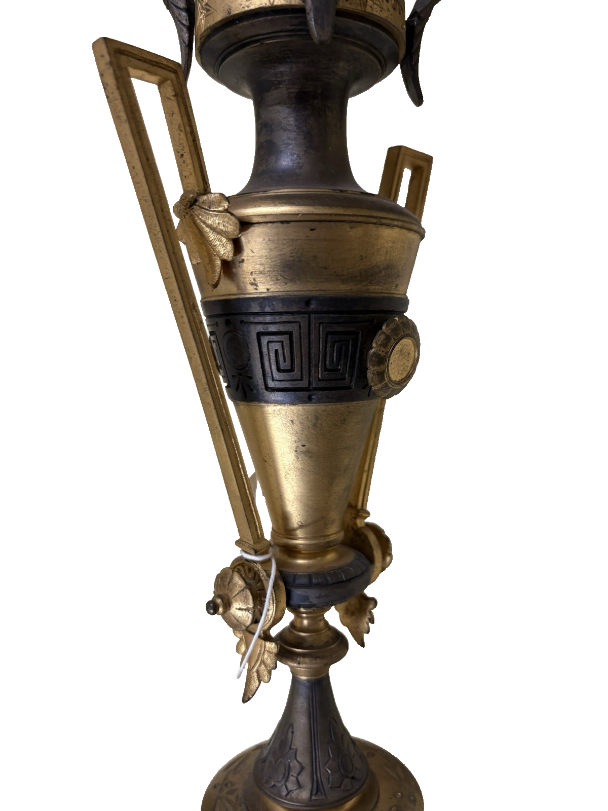 50584 Custom Hand Made Antique Bronze + Onyx Table Urn Lamp QUALITY Rare Find