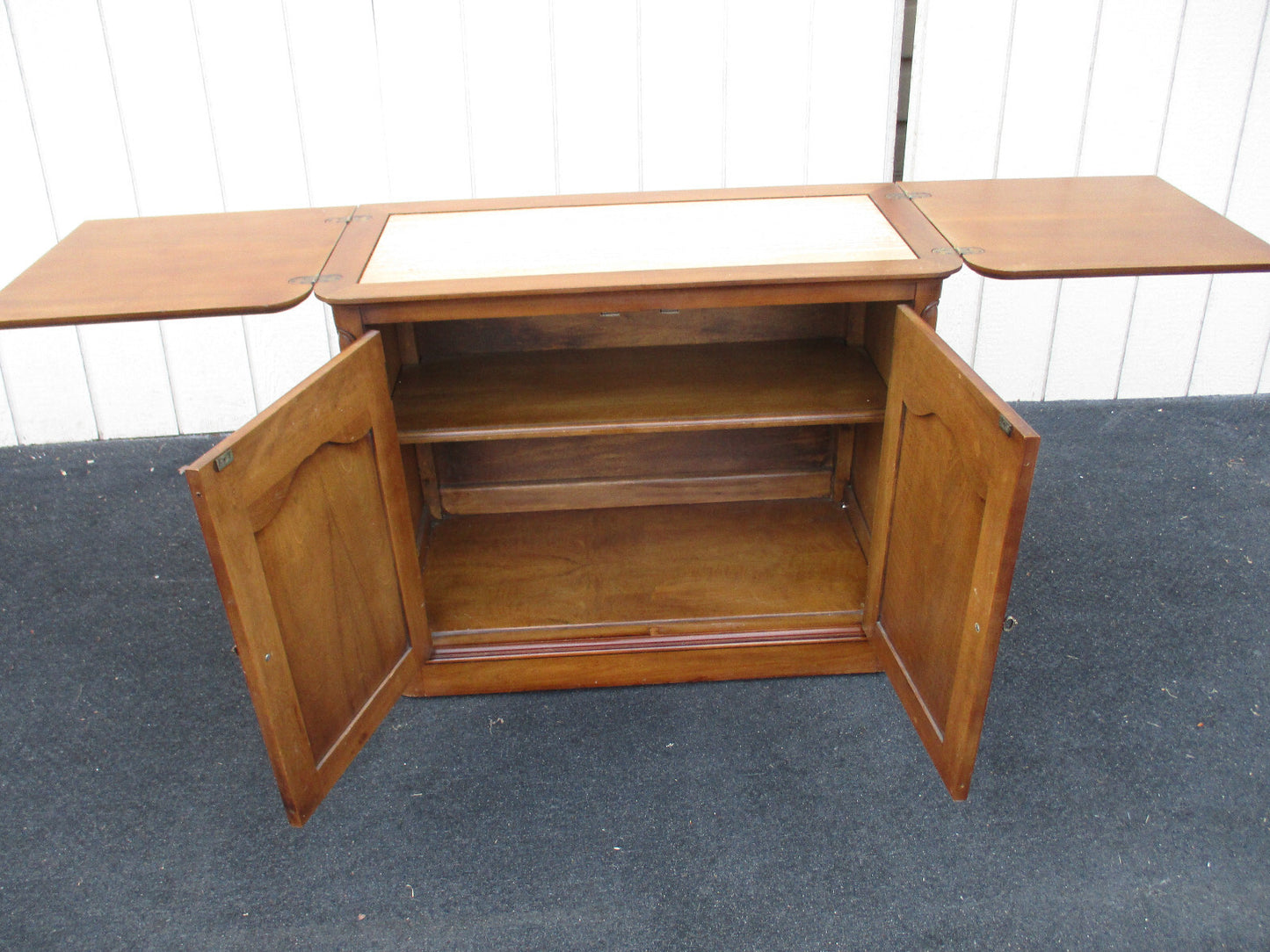 64112 Solid Maple White Furniture Bar Cart Sideboard Server Cabinet