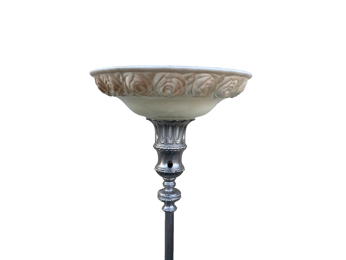 65030 Antique Torch Lamp with glass shade and onyx base
