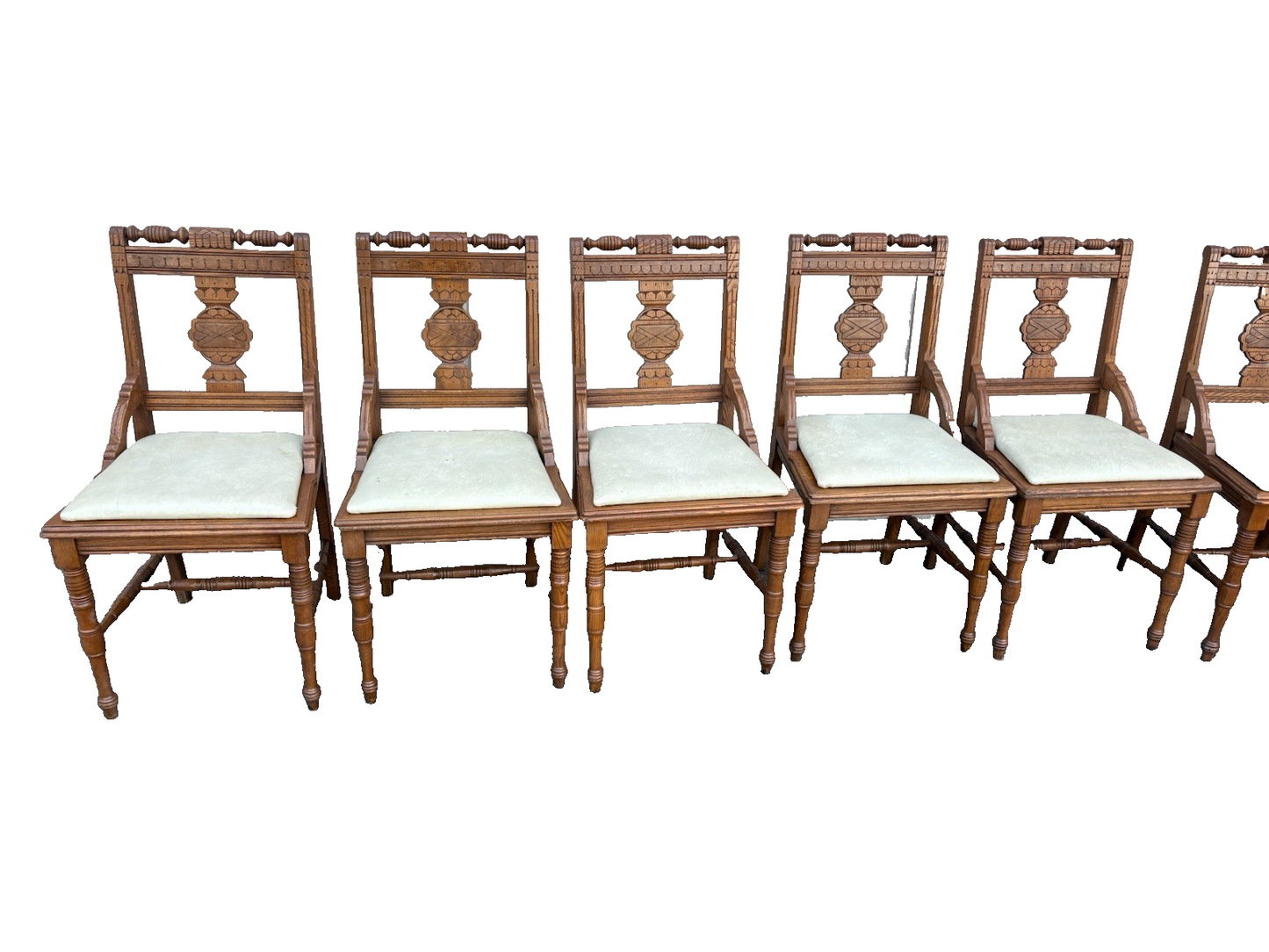 66679 Set of 8 Antique Victorian Walnut Dining Chair s Chairs
