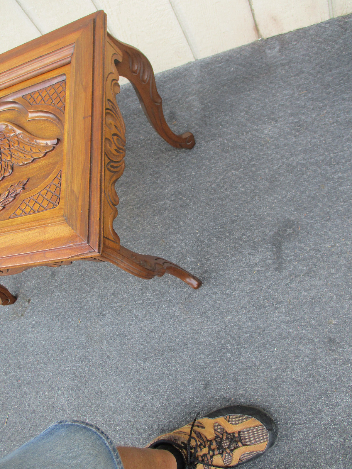 63466 Antique Hand Carved EAGLE Tray Top Coffee Table Stand