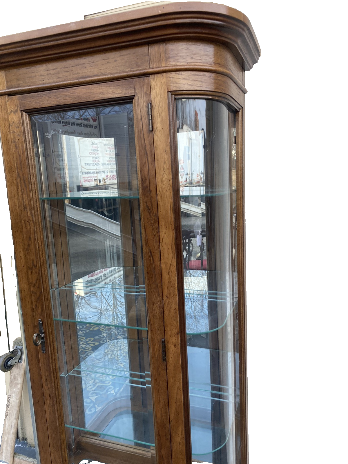 66240 Modern Pulaski Furniture Bow Glass Curio with Beveled Glass Front panels