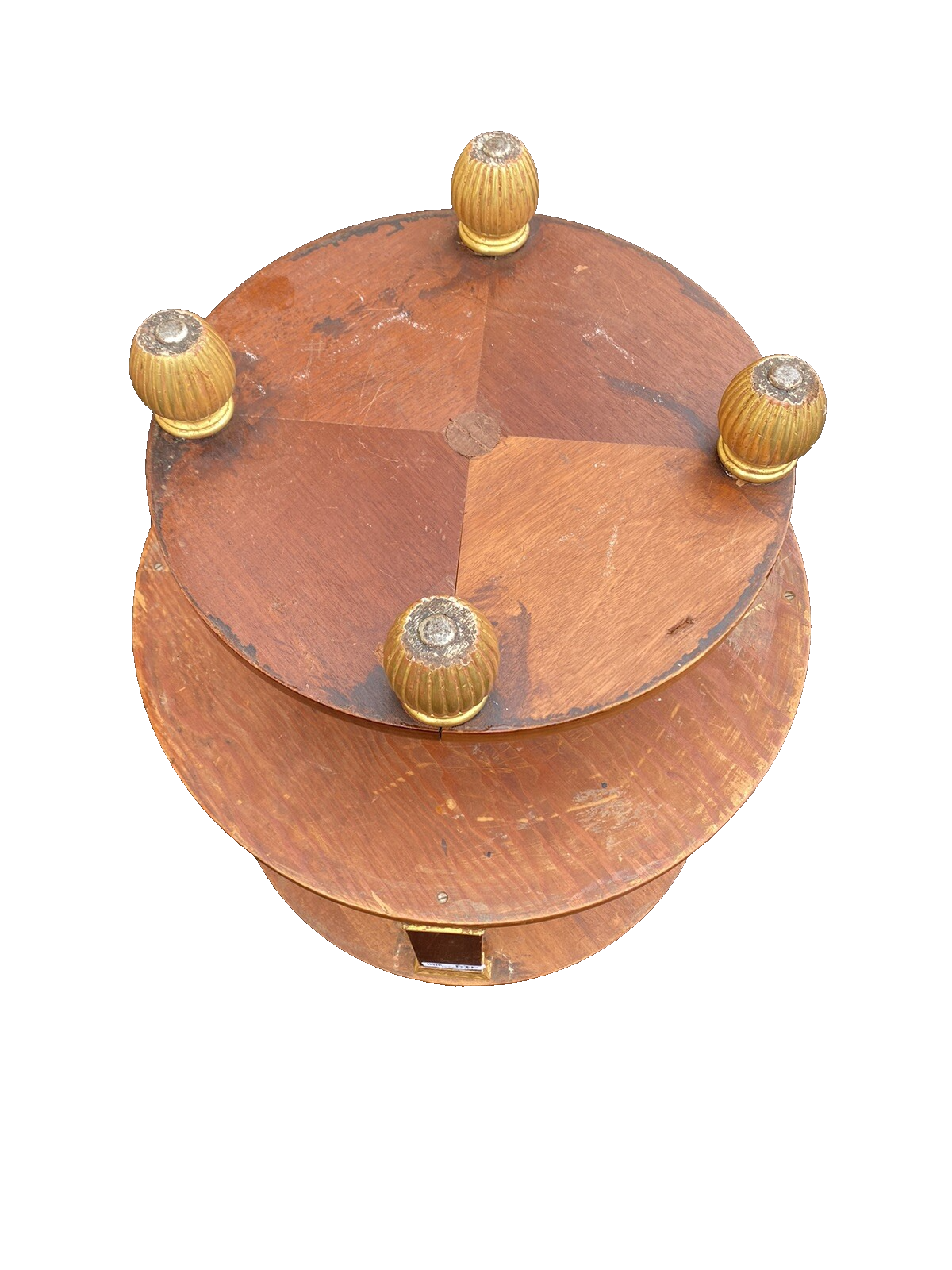 65467 Round Banded Burled Mahogany Lamp Table Stand