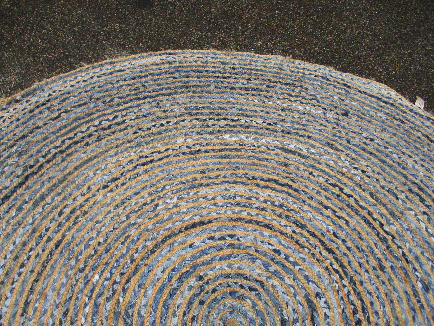 RUG 04: Round Hand Made Blue Rug Size 8' 2 " wide