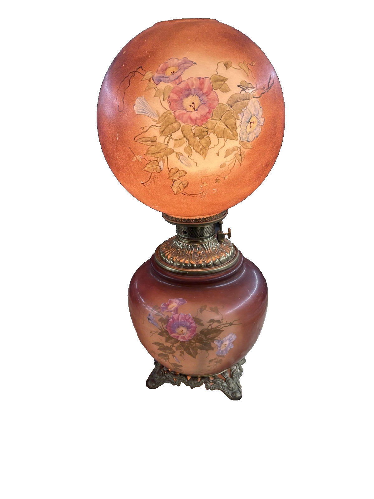 66592 Antique Gone with The Wind Electrified Oil Lamp