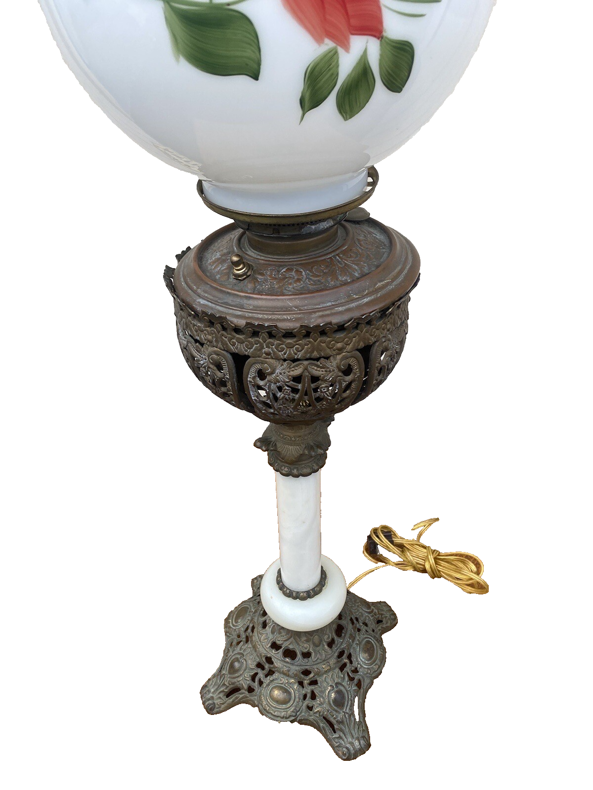 64951 Antique Victorian Oil Lamp with glass globe