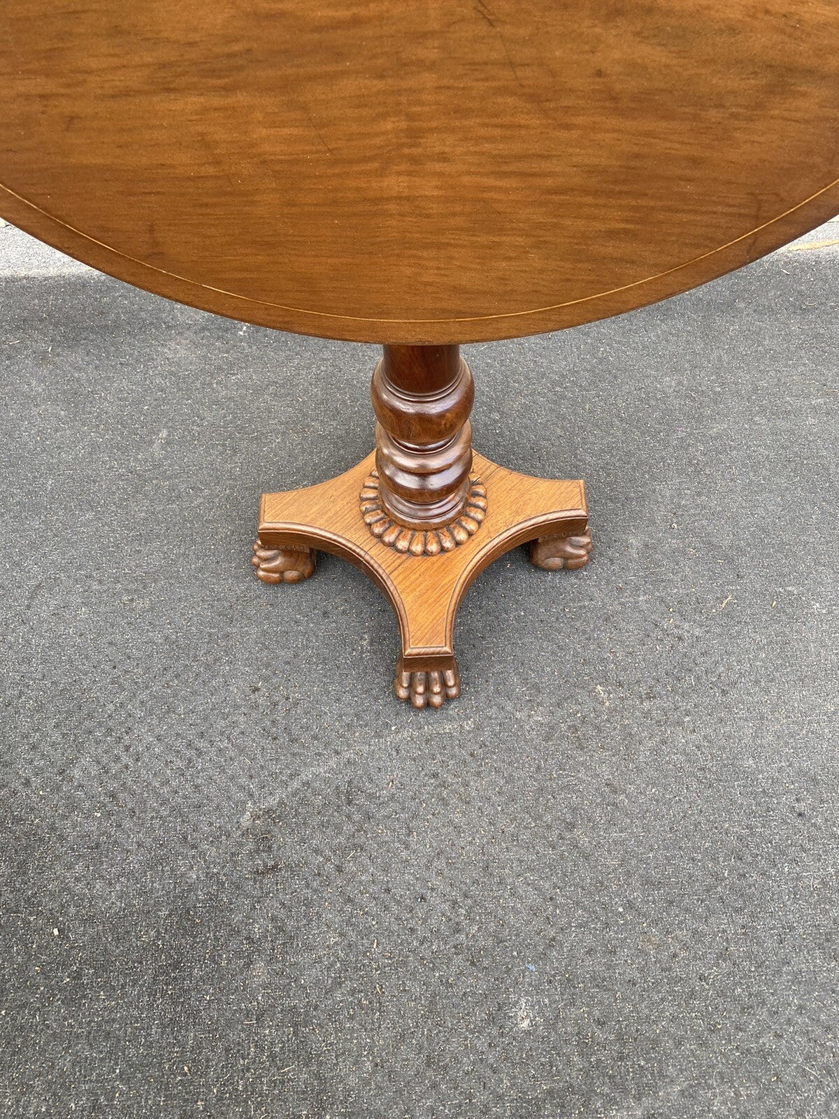 66045 Antique Victorian Inlaid Tilt Top Lamp Table Stand