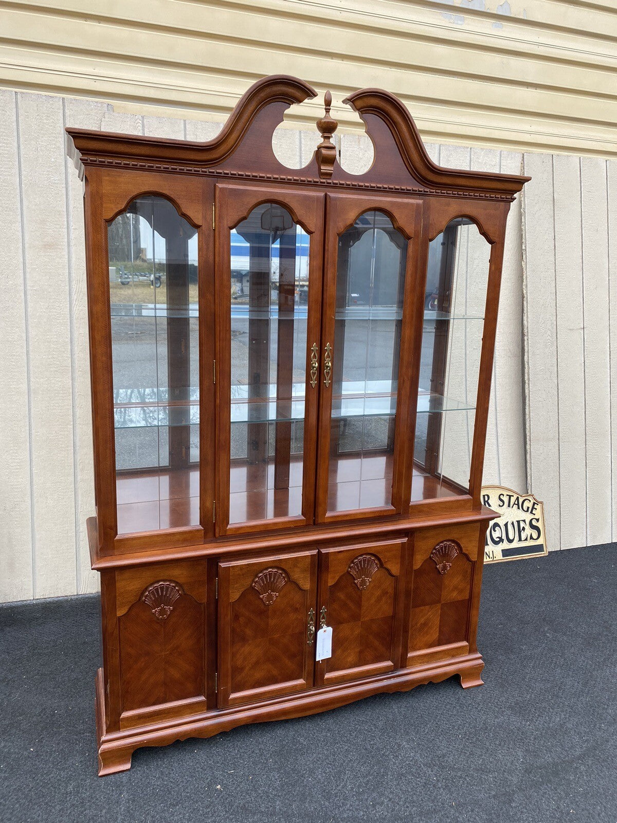 63968 Fancy Mahogany 2 piece China Cabinet Breakfront