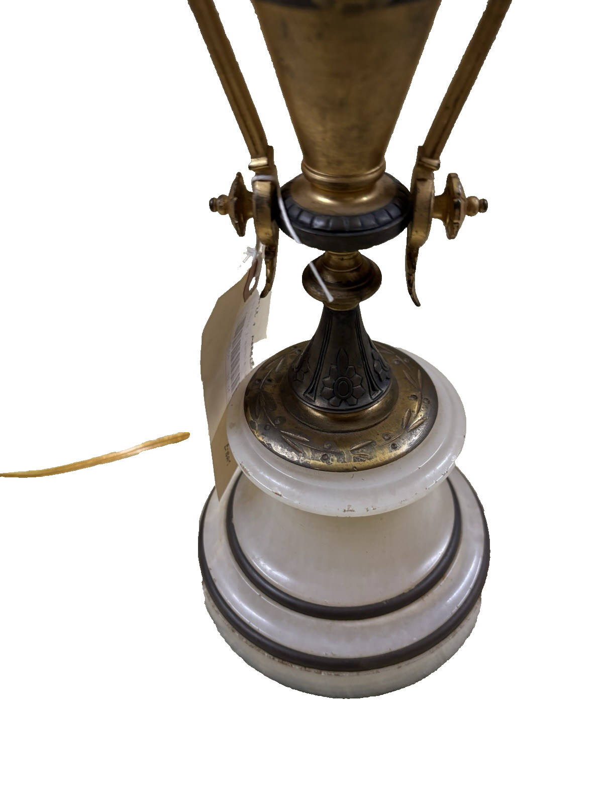 50584 Custom Hand Made Antique Bronze + Onyx Table Urn Lamp QUALITY Rare Find