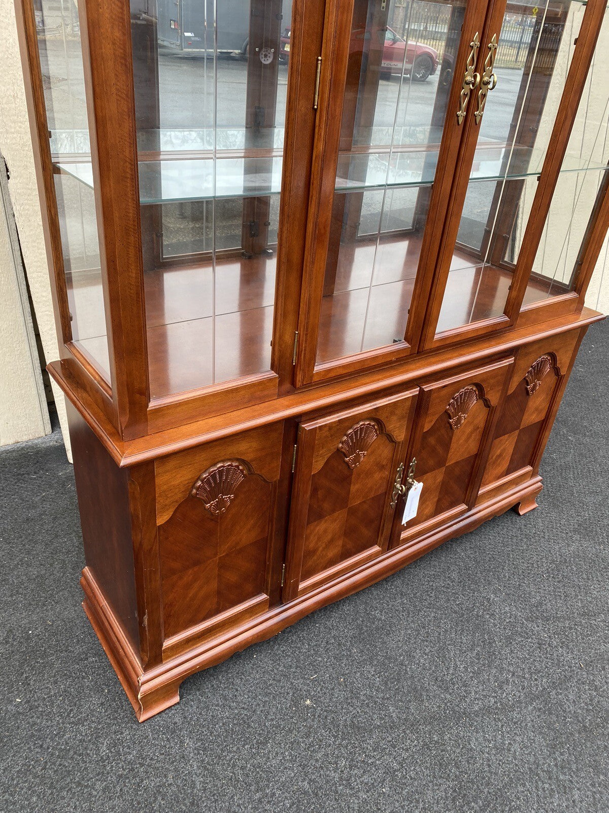 63968 Fancy Mahogany 2 piece China Cabinet Breakfront