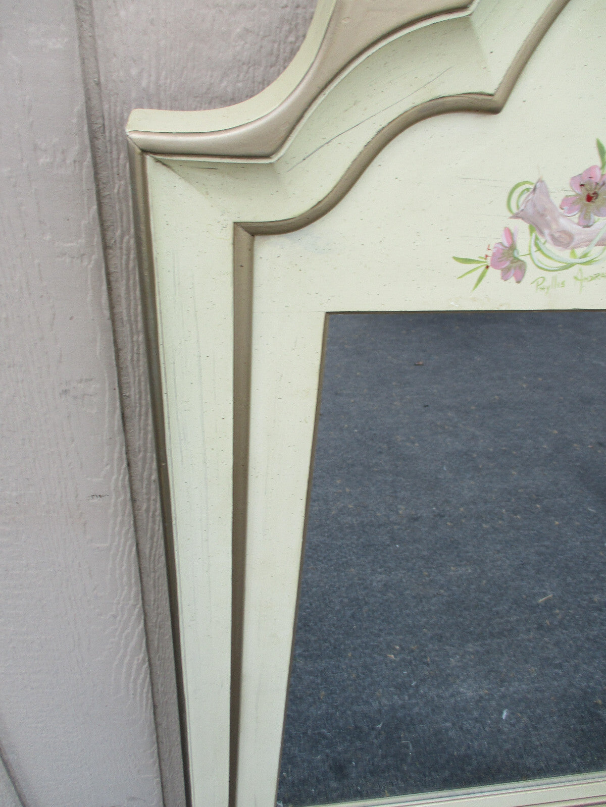 63272 Hand Painted Artist Signed Tall Decorator Mirror Quality Made