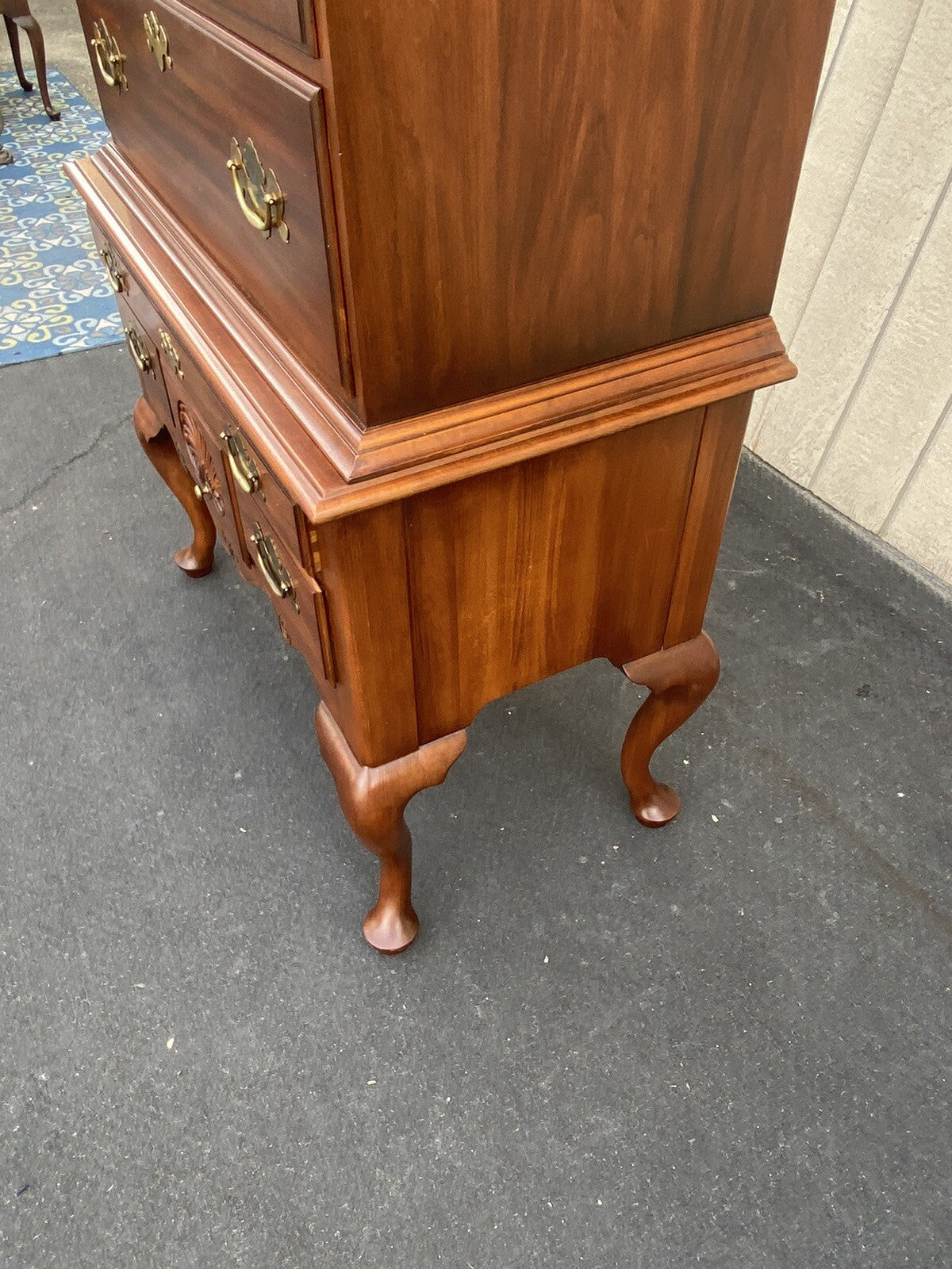 65416 HENKEL HARRIS Queen Anne 2 Piece Highboy Chest Dresser
