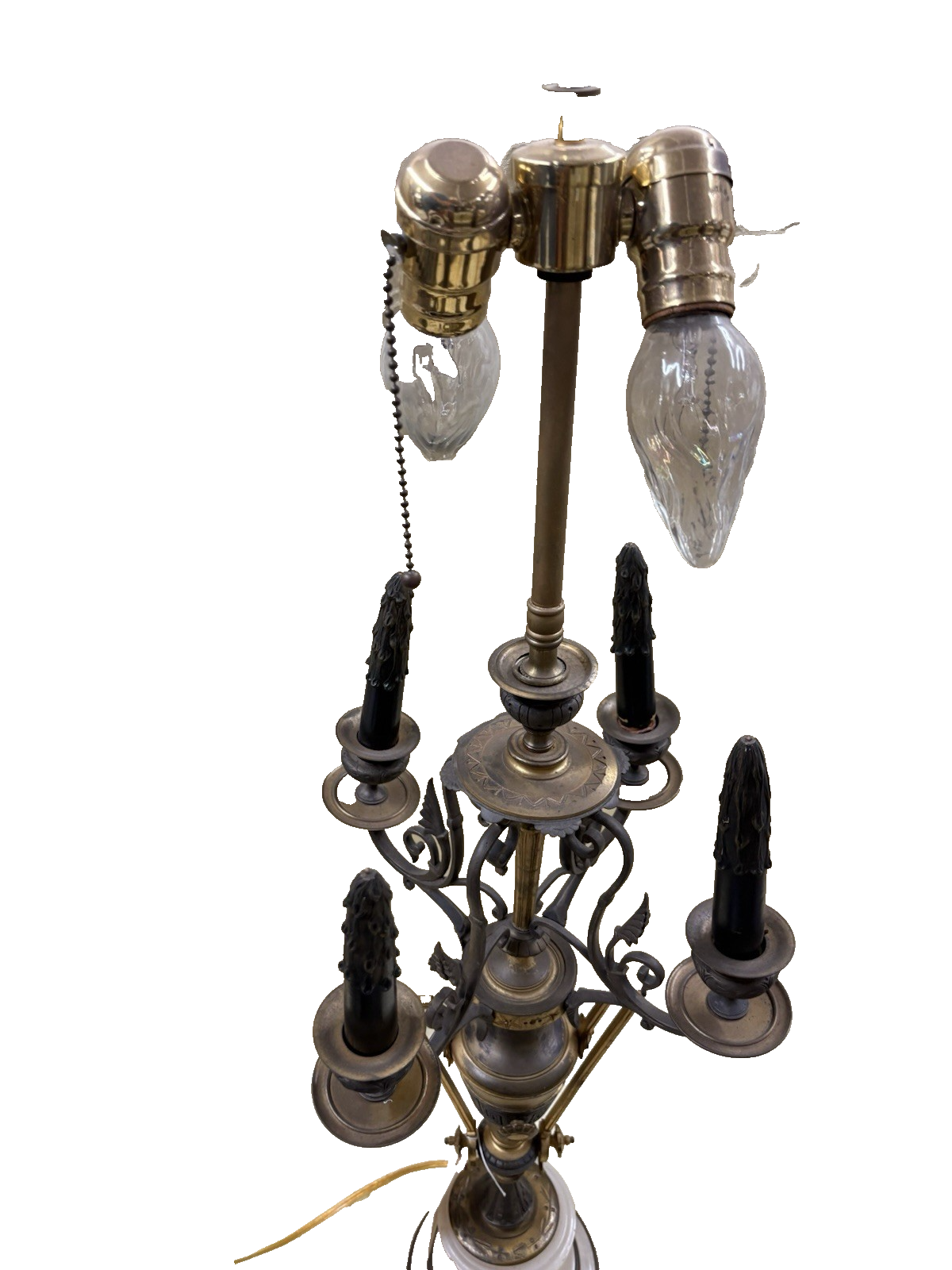 50584 Custom Hand Made Antique Bronze + Onyx Table Urn Lamp QUALITY Rare Find